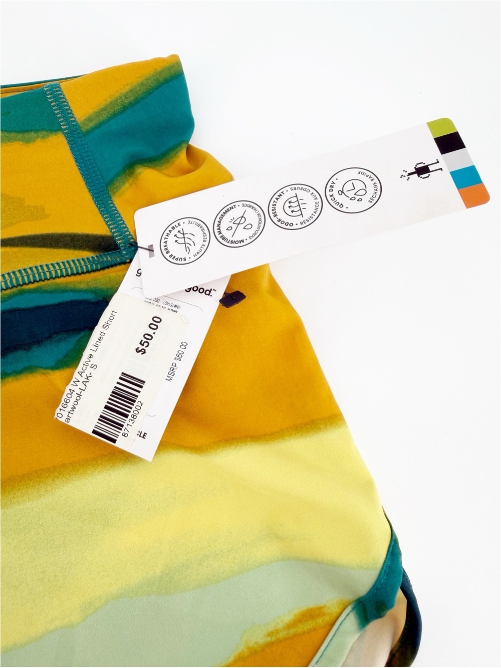 NEW Smartwool Active Lined Shorts Deep Lake Horizon Print Small - Picture 3 of 8